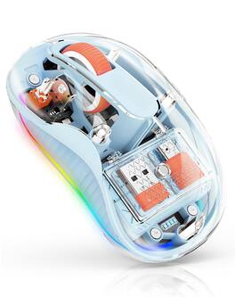 PO3TICJUNKI3 - Stylish Transparent Mouse Dual & 4ghz For Multi Device -c Receiver Ideal Macbooklaptops Rechargeable Cool L - Wired - Blue