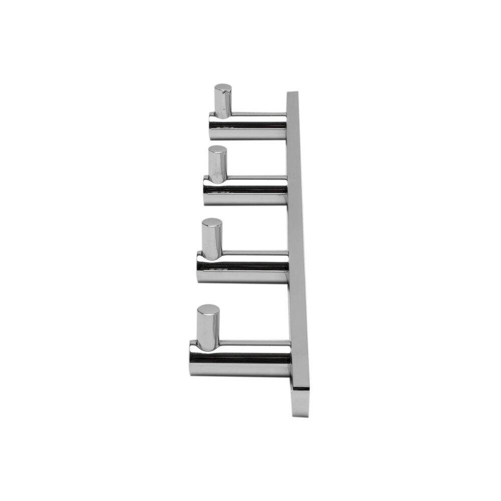 Back. Alfi - Polished Chrome Wall Mounted 4 Prong Robe / Towel Hook Bathroom Accessory - Silver.