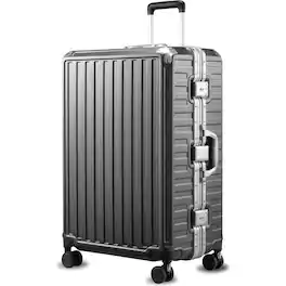 LUGGEX - 28 Inch Aluminum Frame Zipperless Polycarbonate Spinner Hard Shell Suitcase - LX-ZX - Black