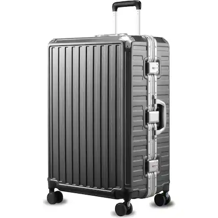 Front. LUGGEX - LUGGEX 28 Inch Checked Luggage Zipperless Aluminum-Frame PC Suitcase with Spring-Loaded Wheels 8010S - ZX-Core - Black.