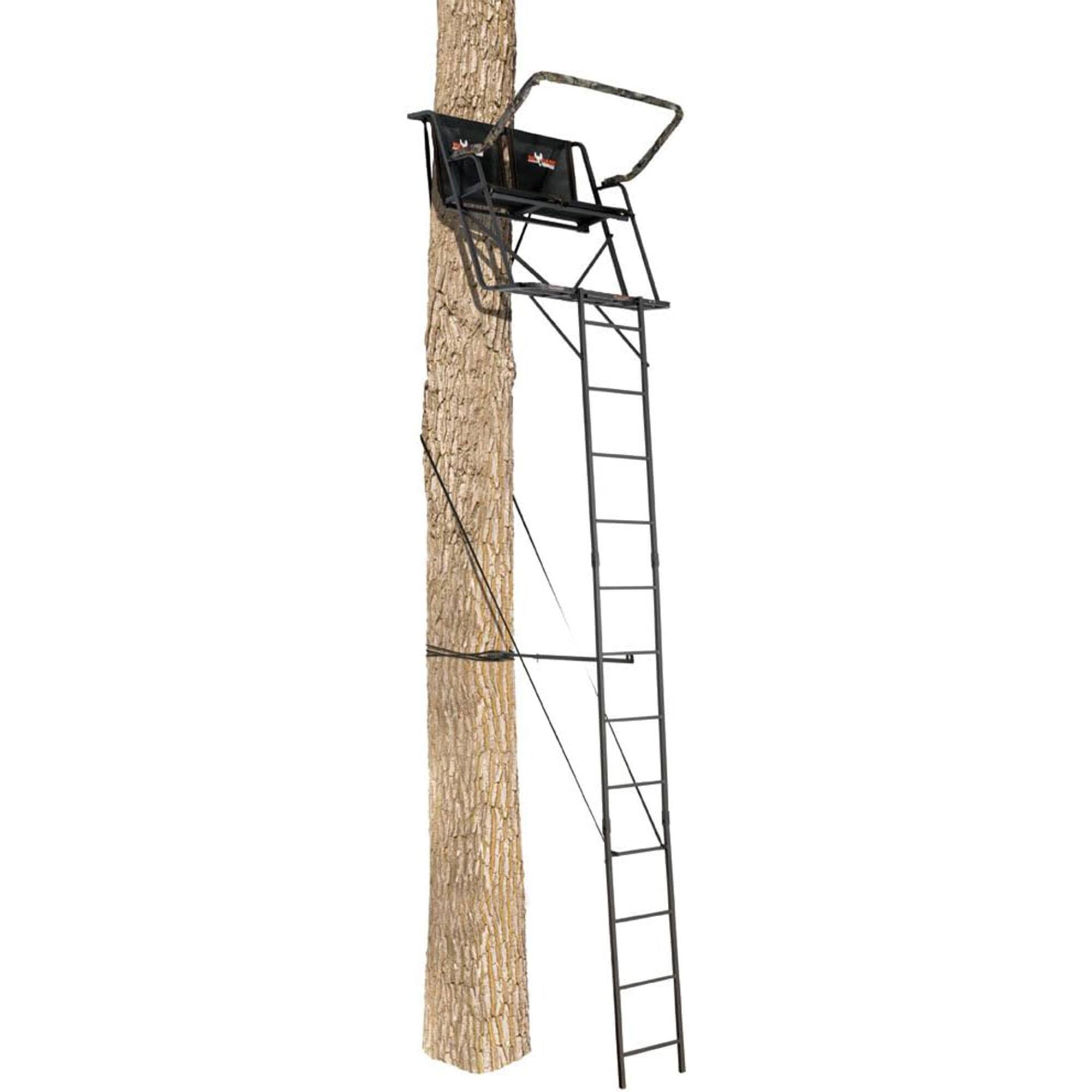 Alt View 4. Big Game Treestands - Big Game The Big Buddy Deer Hunting Ladder Climbing Tree Stand w/Flex-Tek Seat - Camo/Black.