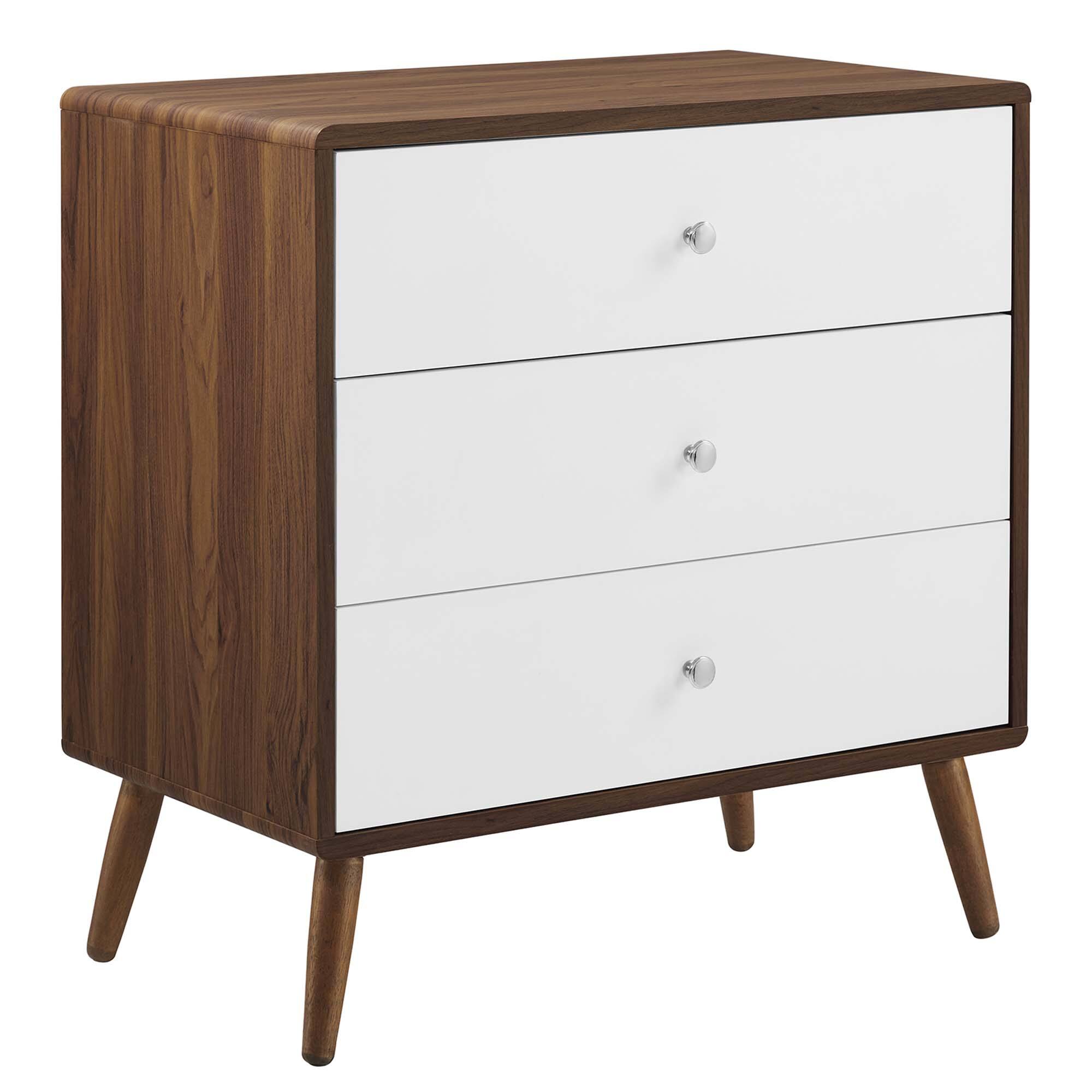 Angle. Modway - Transmit 3-Drawer Chest by Modway - Walnut White.