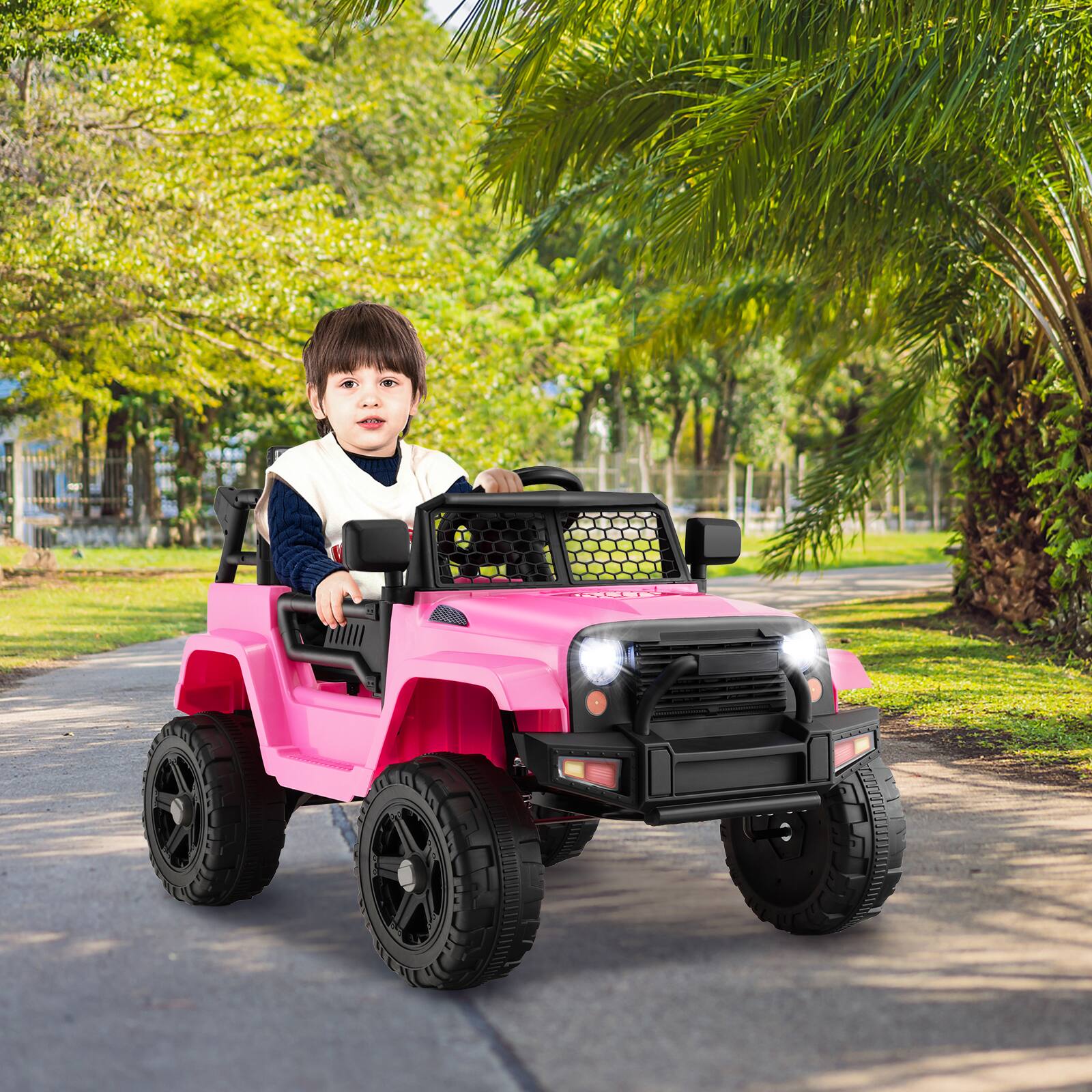 Alt View 3. Costway - Costway 12V Kids Ride On Truck Car Electric Vehicle Remote w/ Music & Light - Pink.