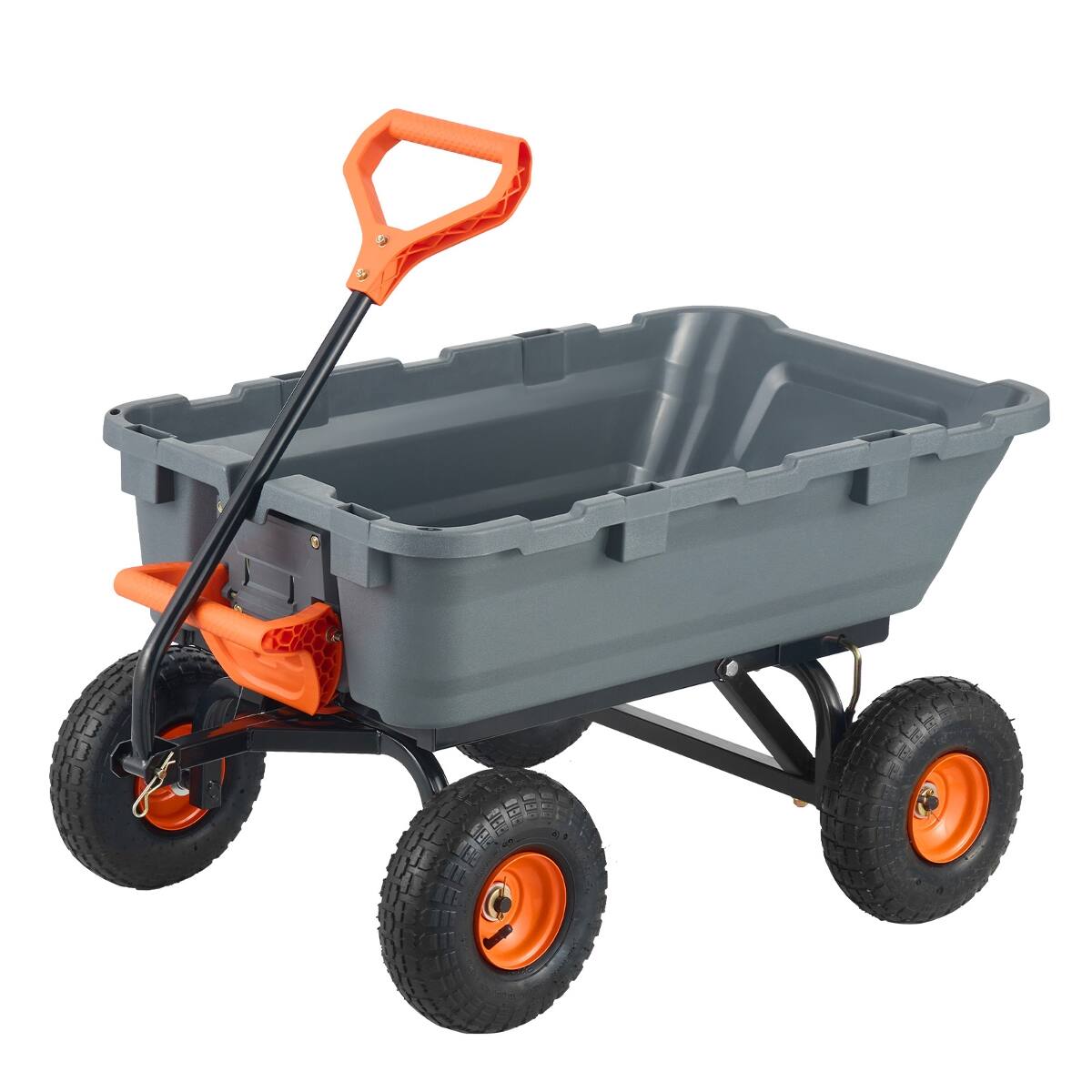 Front. Loheer - Loheer Poly Garden Dump Cart with 10 Inch Tires, 800 lbs Capacity Utility Wheelbarrow, Black.