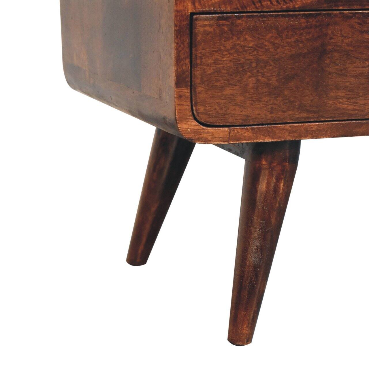 Alt View 4. Artisan Furniture - Artisan Furniture Solid Wood Curved California Walnut Media Unit, 2 Drawers, 1 Open Slot, Dark Brown - Dark Brown.