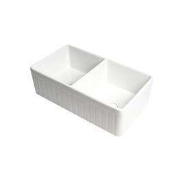 Alfi - brand Smooth Apron 33 x 18 Double Bowl Fireclay Farm Sink - White