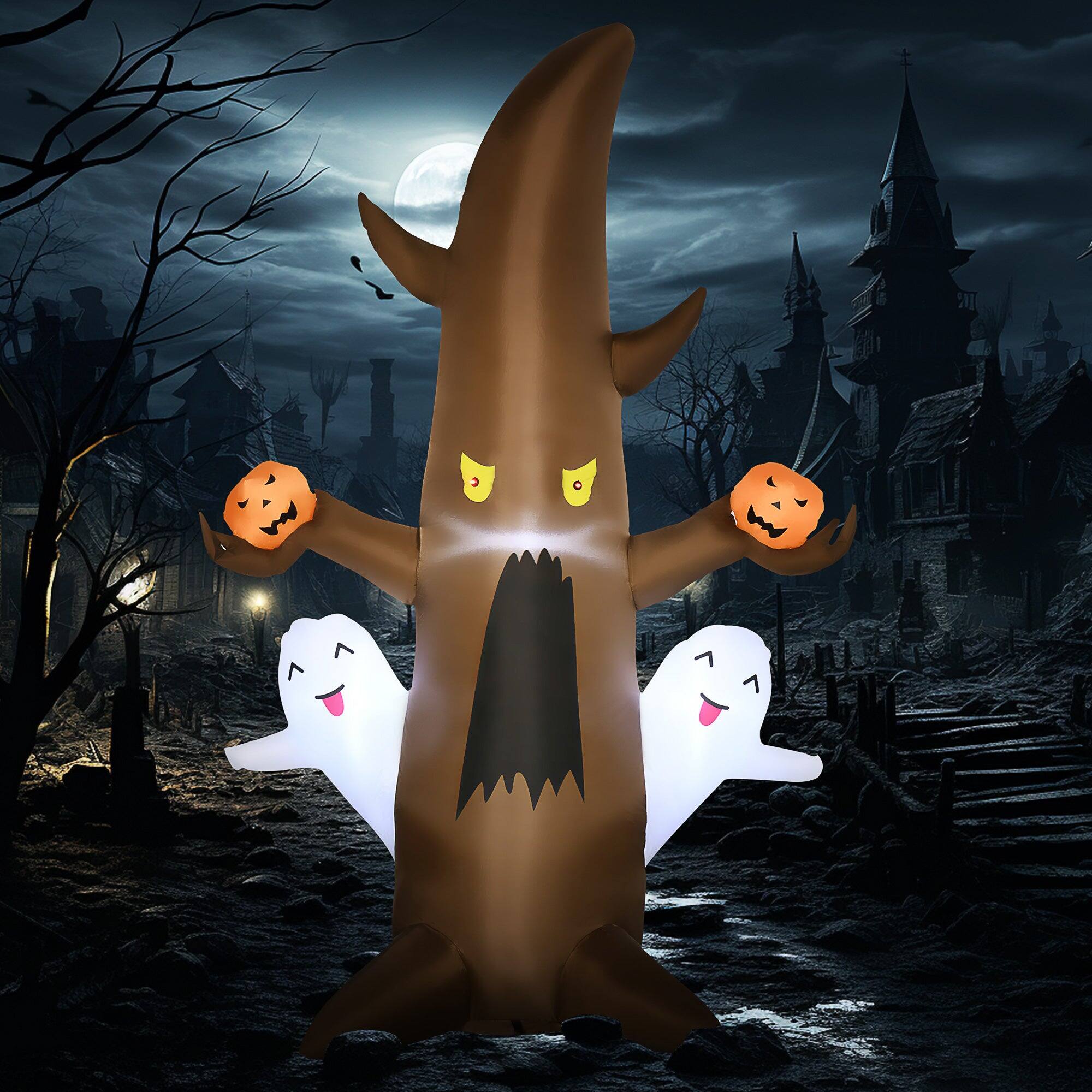 Alt View 1. Boyel Living - 5ft Halloween Inflatable Ghost Tree with Pumpkins Lighted Waterproof Yard Decoration with LED - Brown.