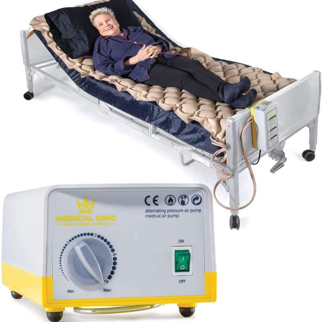 Medical King - Alternating Pressure Pad for Hospital or Home Bed Mattress, Includes Electric Quiet Air Pump - Low Air Loss Mattress - Beige