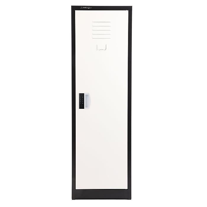 Back. AdirOffice - Storage Locker 629-Series 48" H 1-Tier Steel Locker with Digital Lock - Black Bidy/White Doors.