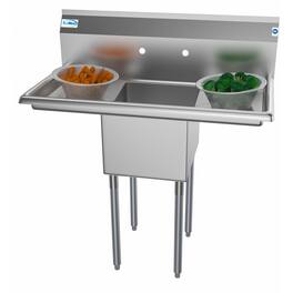 Koolmore - 38 in. One Compartment Sink with Drainboards, Bowl Size 14"x 16"x 11" SA141611-12B3 - Stainless Steel