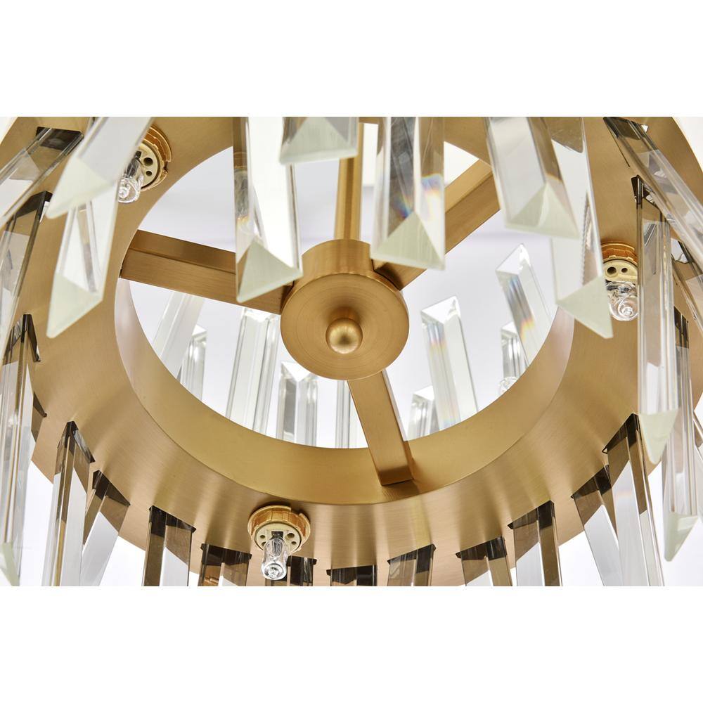 Alt View 2. Elegant Lighting - Serephina 12 inch crystal round pendant light in satin gold - Satin Gold.