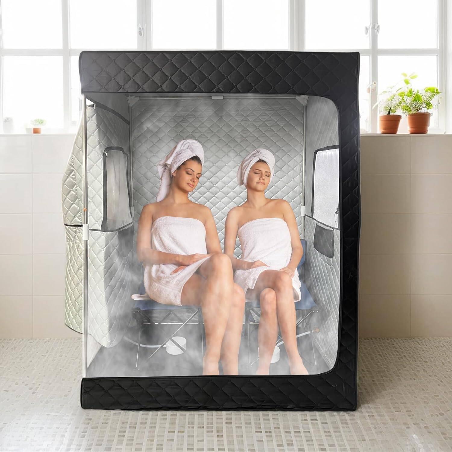 Alt View 1. Circus Cirle - 2-Person Portable Sauna Box for Home with Remote Control - Black.