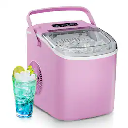 Euhomy - Portable Countertop Ice Maker - 9 Cubes in 6 Mins, 26lbs/Day, Self-Cleaning with Ice Scoop & Basket, for Home/Office/RV - Pink