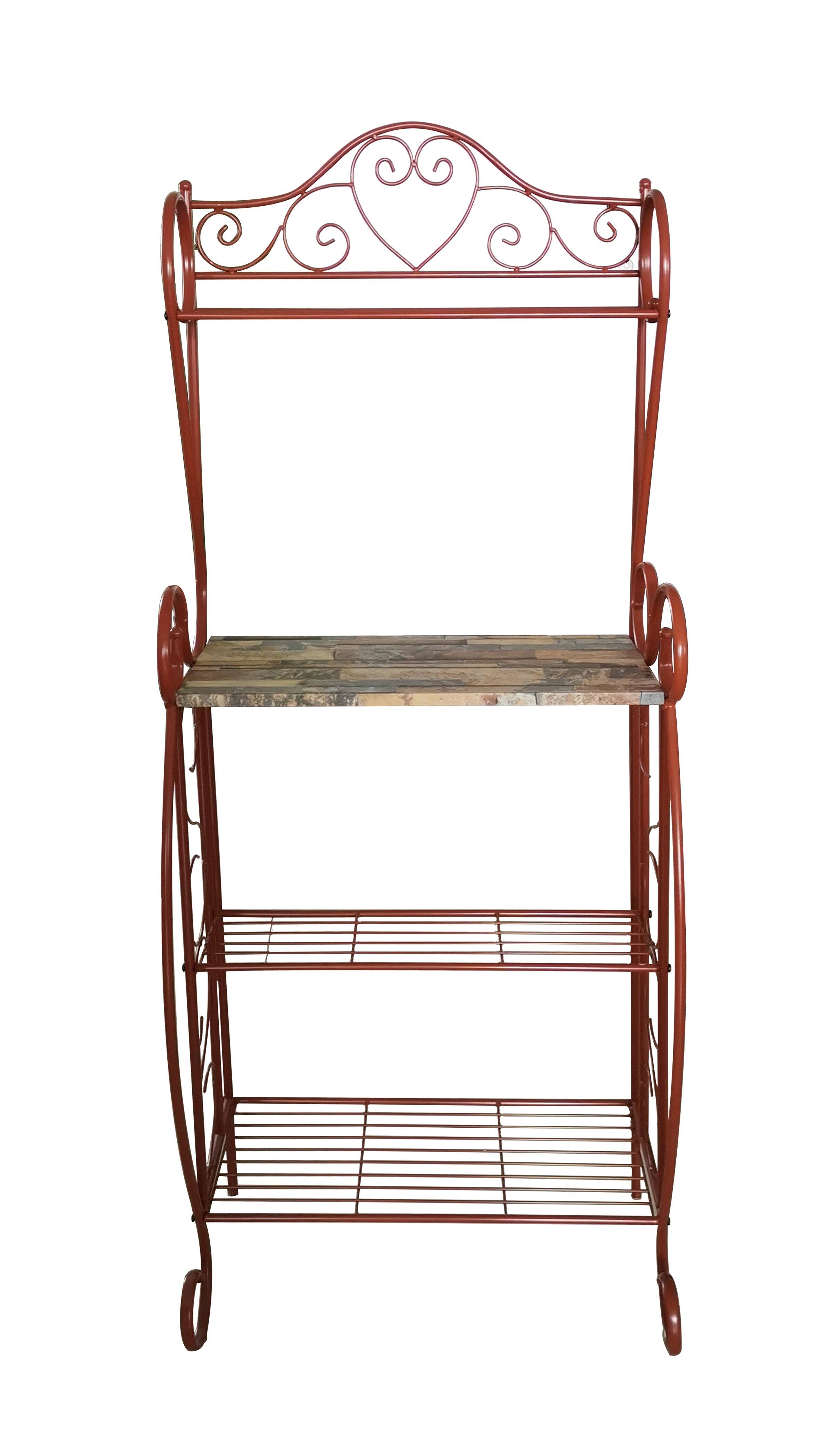 Alt View 2. Kings Brand Furniture - Kings Brand Furniture – Baker’s Rack for Kitchen with Storage Shelves, Coffee Bar, Microwave Stand, Orange - Orange.