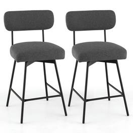 Kadyn - 25 In 2-Pc Modern Upholstered Bar Stools with Back and Footrests- for Kitchen Island - Gray