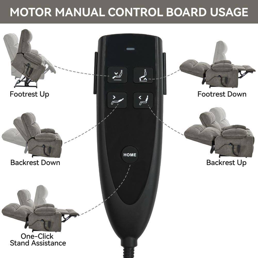 MOTOR MANUAL CONTROL BOARD USAGE

- Footrest Up
- Footrest Down
- Backrest Down
- Backrest Up
- One-Click Stand Assistance