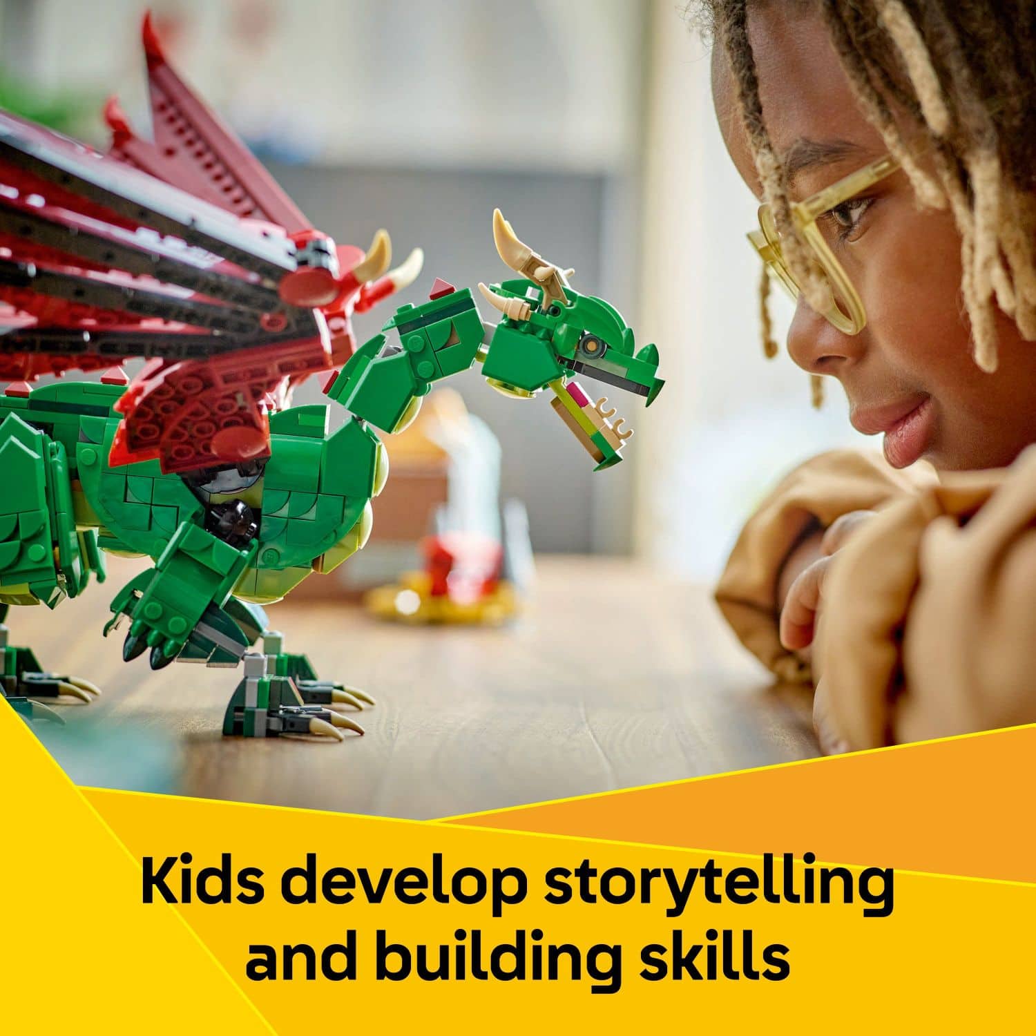 Kids develop storytelling and building skills.