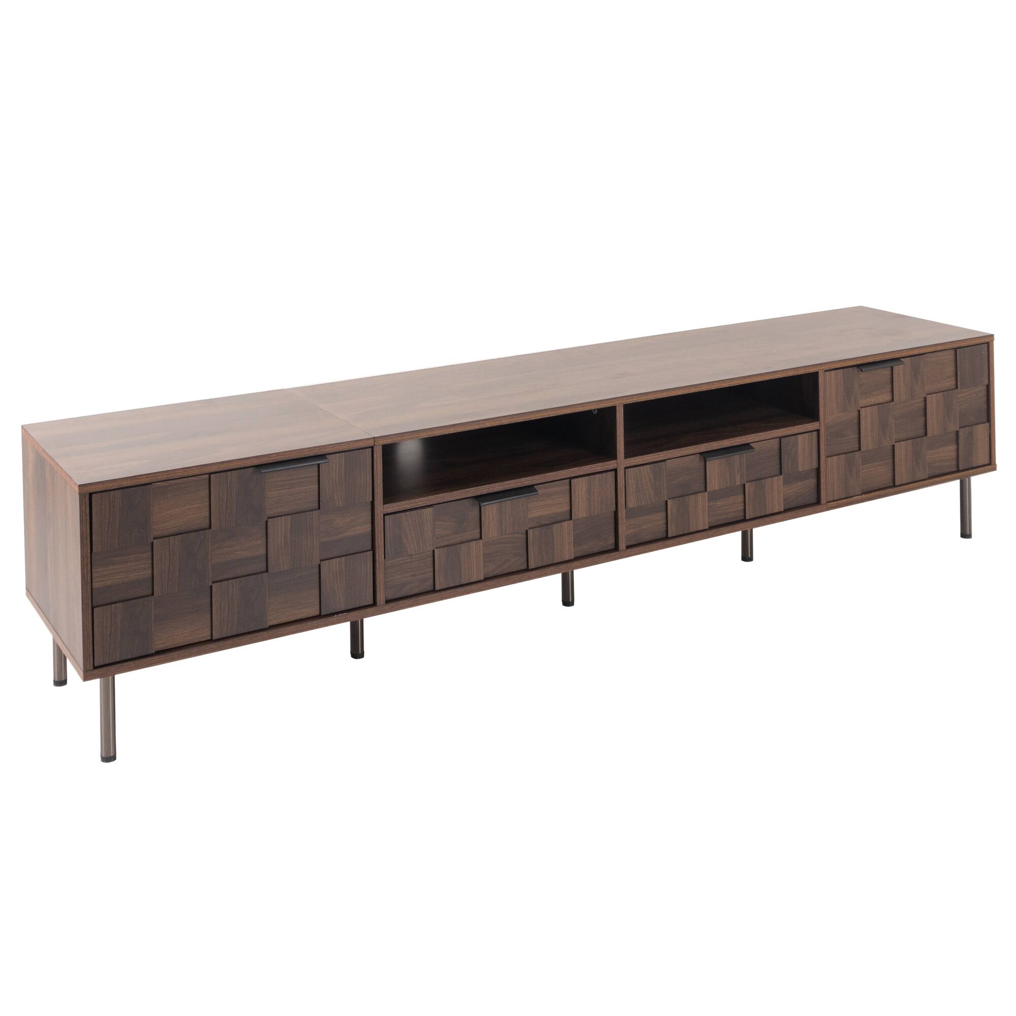 Left. Whisen - Mid Century TV Stand Media Console for TVs up to 85", with 2 Drawers and Storage for Living room,Home Theatre - Dark Brown.