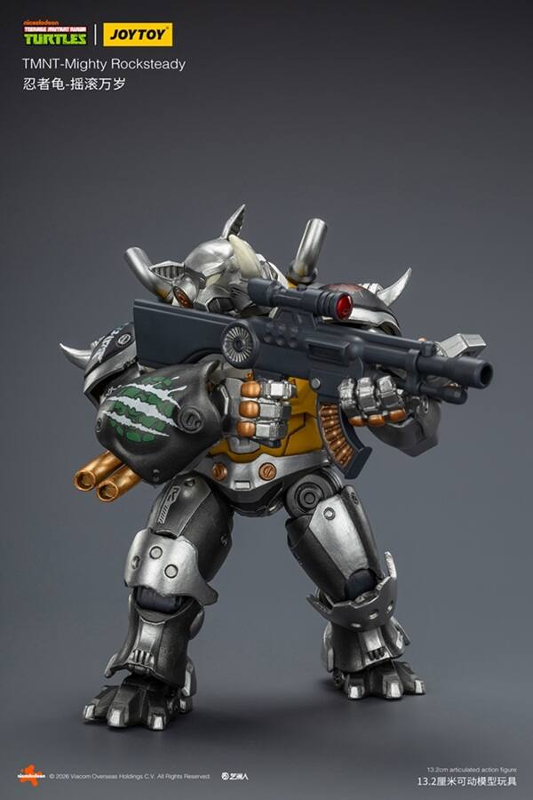 TEENAGE MUTANT TURTLES | JOYTOY TMNT-Mighty Rocksteady - 00 R 1 1LL C - 2026 Viacom Overseas Holdings C.V All Rights Reserved 13 2om articulated action figure 13.2