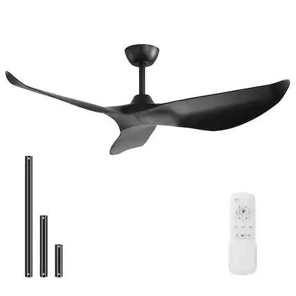 Front. Sofucor - 52 Inch Mordern Propeller Ceiling Fan No Light with Remote for Indoor Farmhouse Bedroom Living Room Outdoor Patio Porch - Black.