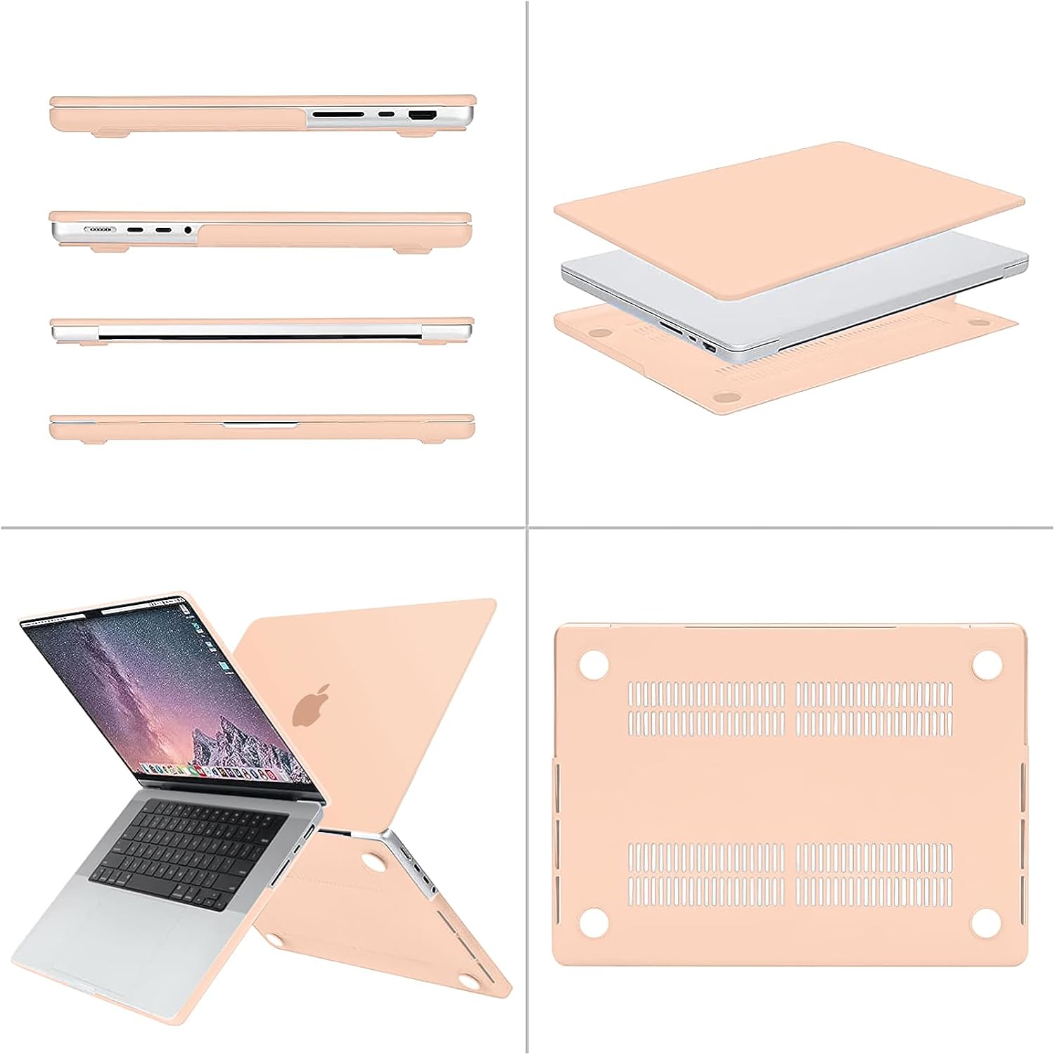 Alt View 1. mosiso - 4IN1 Case for  MacBook Pro 16 inch Case M5 2026 M4 2025 M3 M2 M1 2024-2021 A3429 A3428 A3403 A3186 A2991 A2780 A2485 - Peach Fuzz.