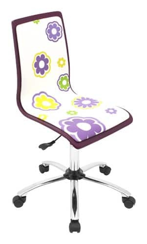 Front. LumiSource - Workspace 5-Pointed Star Mesh Linen Fabric Chair - Purple.