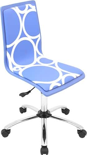 Angle Standard. LumiSource - Printed Circles Wood Office Chair - Blue.
