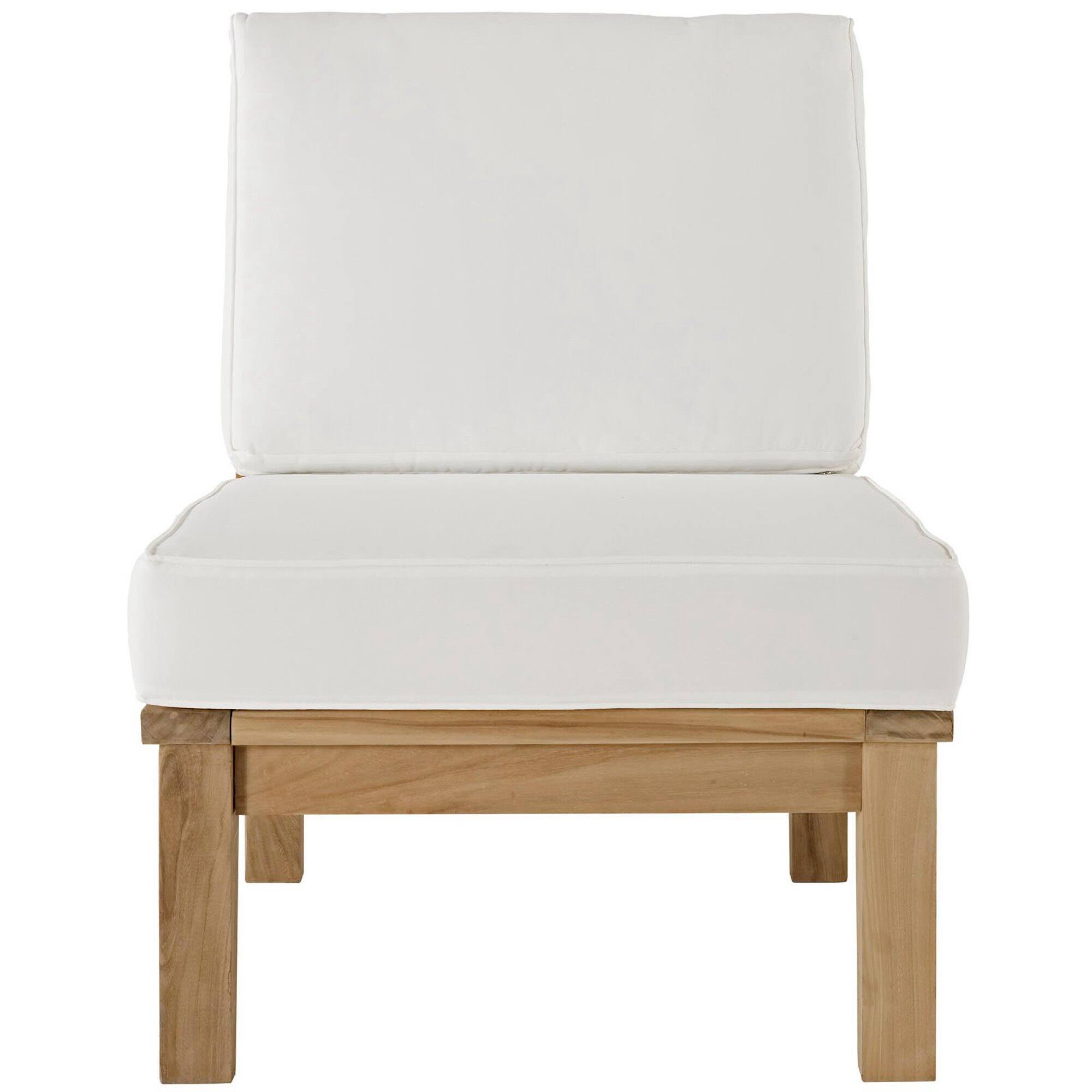 Alt View 1. Modway - Marina Armless Outdoor Patio Teak Sofa by Modway - Natural White.