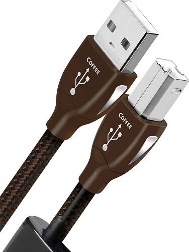 Angle. AudioQuest - Coffee USB-A > B 9.8' Digital High-Definition Audio Cable with USB-A to USB-B Connectors - Gray on Black.
