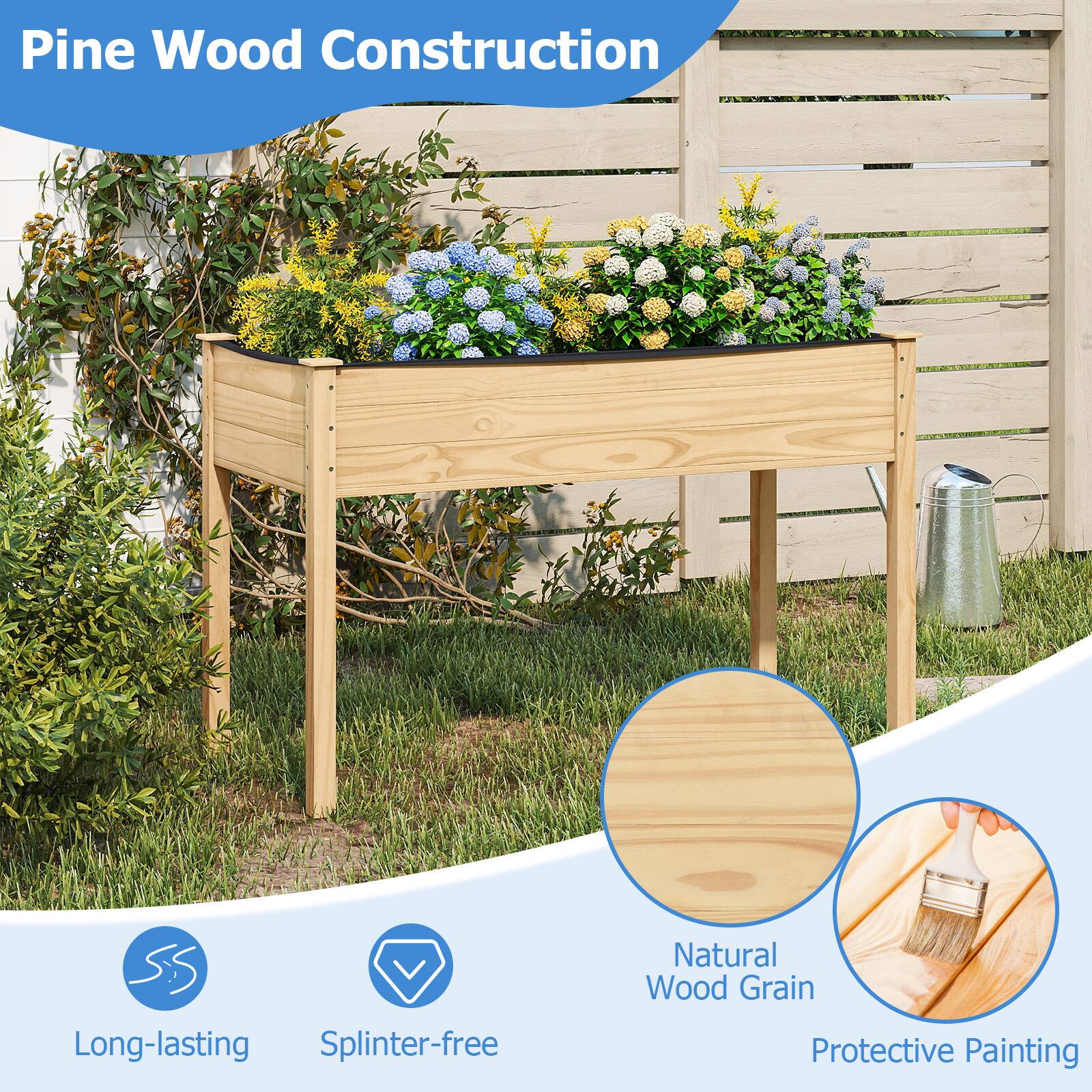 Pine Wood Construction

- Long-lasting
- Splinter-free
- Natural Wood Grain
- Protective Painting