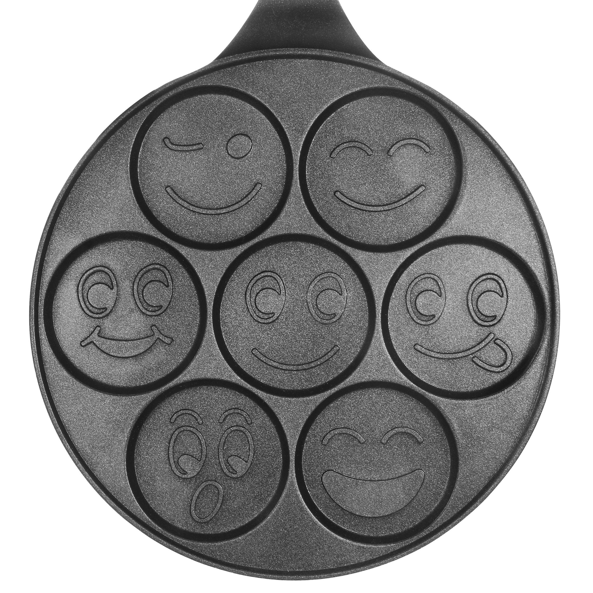 Alt View 4. MegaChef - MegaChef Happy Face Emoji 10.5 Inch  Aluminum Nonstick Pancake Maker Pan with Cool Touch Handle - Black.