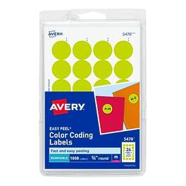 Avery - Easy Peel Laser Color-Coding Labels, 3/4" Dia, 1,008 Labels/Pack - Neon Yellow