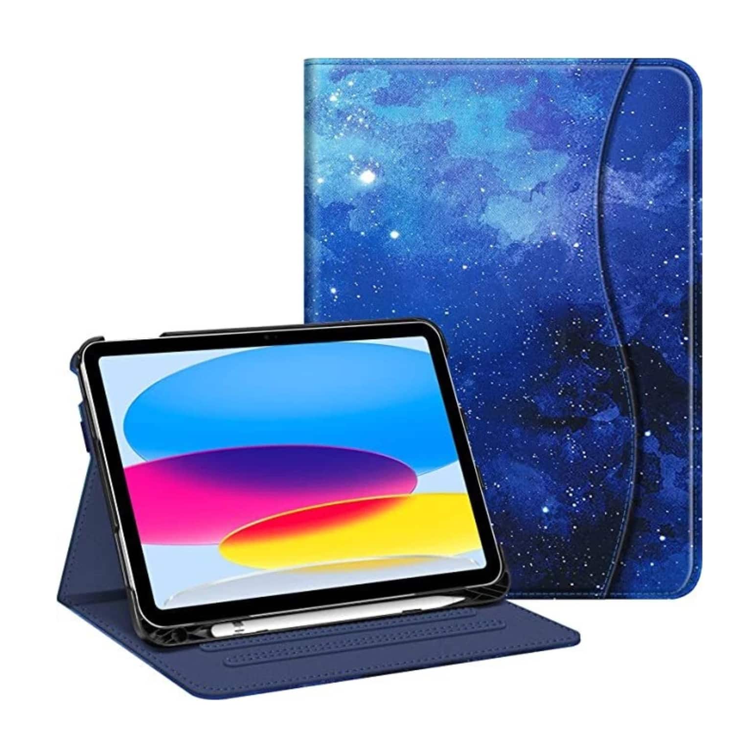 Stock Preferred - Multi-Angle PU Leather Stand Case with Pencil Holder for iPad 11th/10th Gen. - Starry Sky