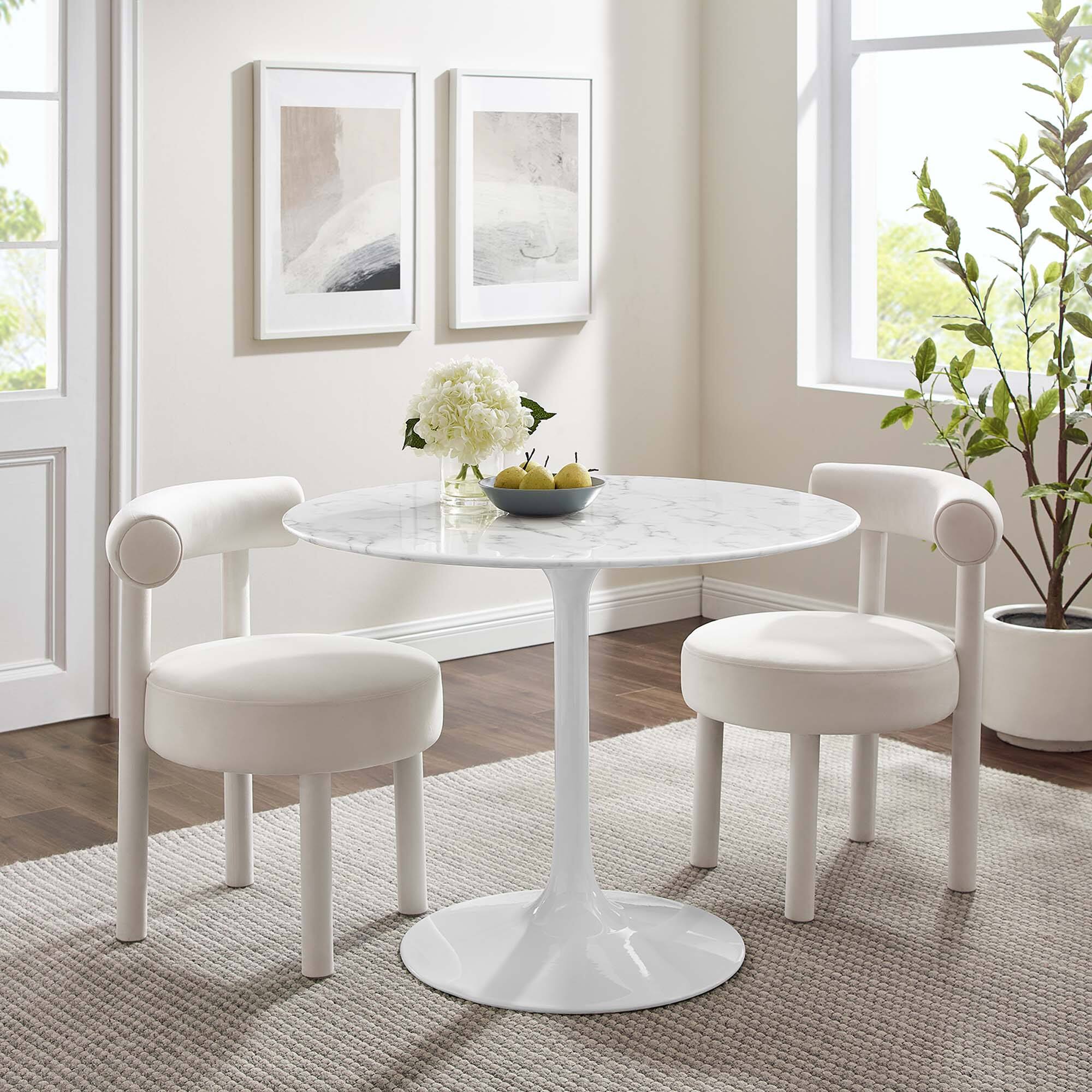 Alt View 5. Modway - Lippa 40" Round Faux Marble Dining Table by Modway - White.