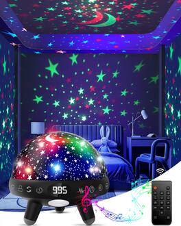 COTTAGE - Night Light For Room With Sound Machine Star Projector Noise Sleeping Soother Lamp 9 Sounds 20 Lullabies - Black