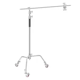 Neewer - 100% Metal C-Stand with Wheels, 10.8ft Max Height, 4ft Boom Arm, 3 Pulleys