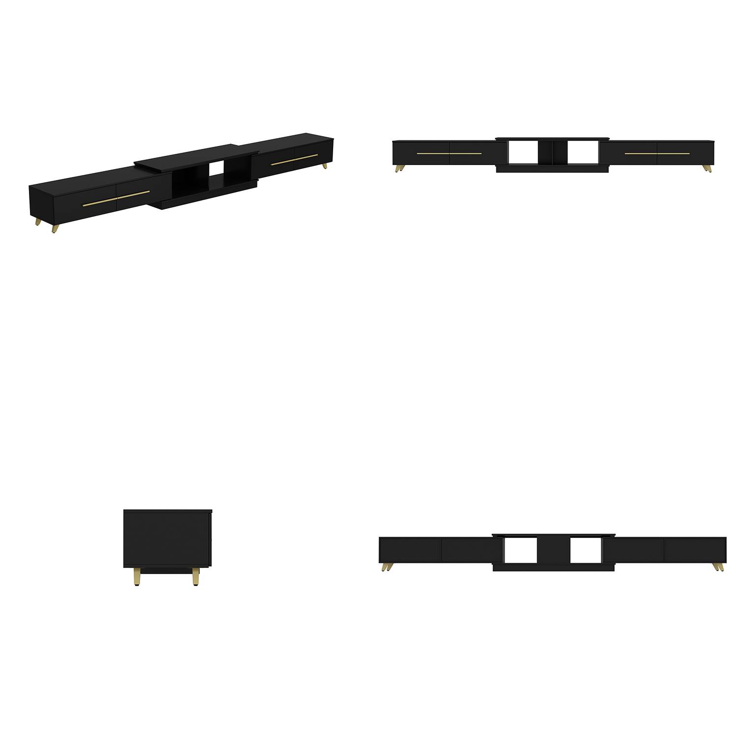 Alt View 8. FUFU & GAGA - FUFU&GAGA Convertible TV Console - 60" TV Fit, Modular Setup, Black Version Available - Black.