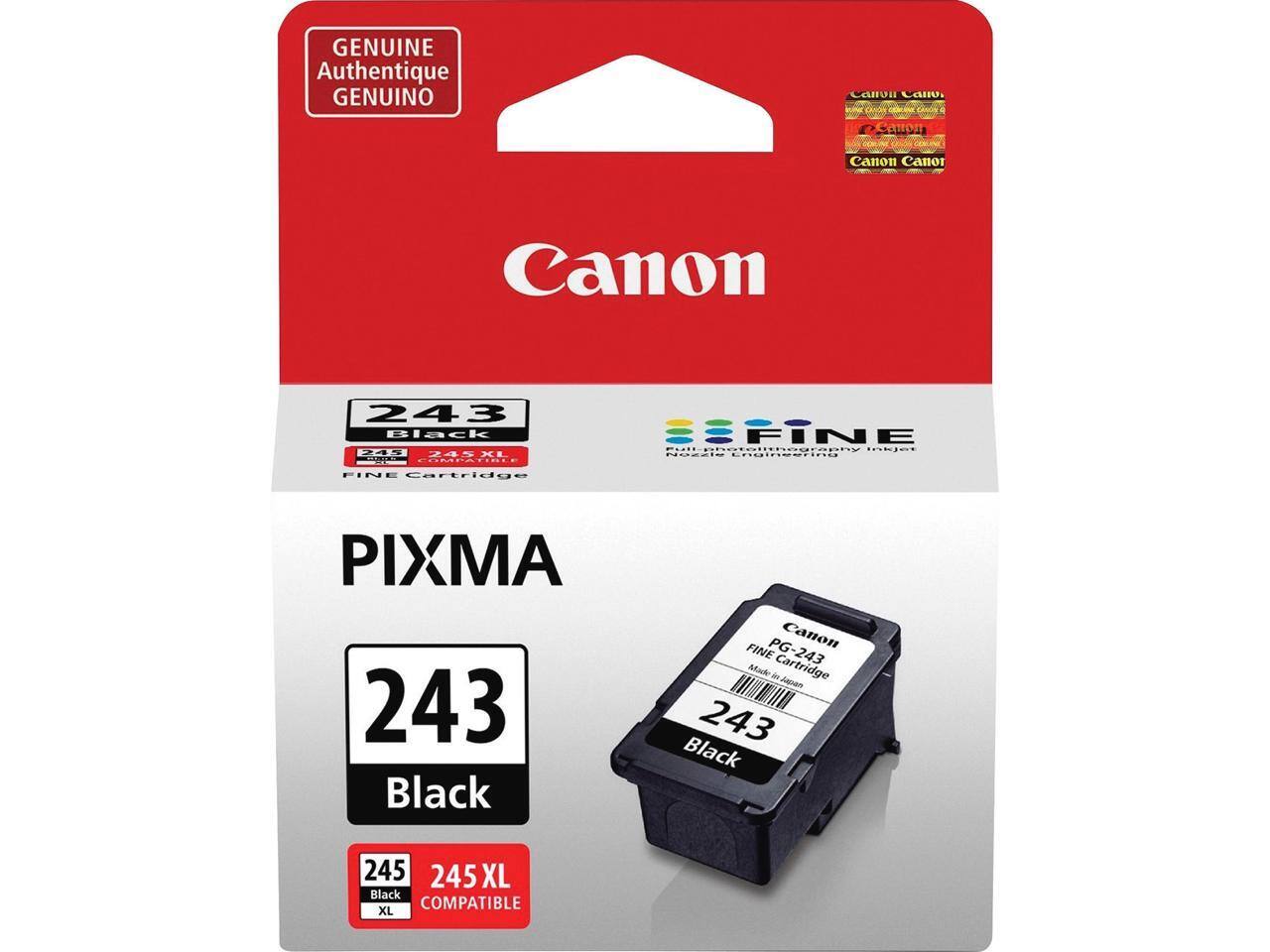 GENUINE Authentique GENUINO  
Canon  
PIXMA  
243 Black  
245 XL Black COMPATIBLE  

FINE Cartridge  
PG-243  
Made in Japan