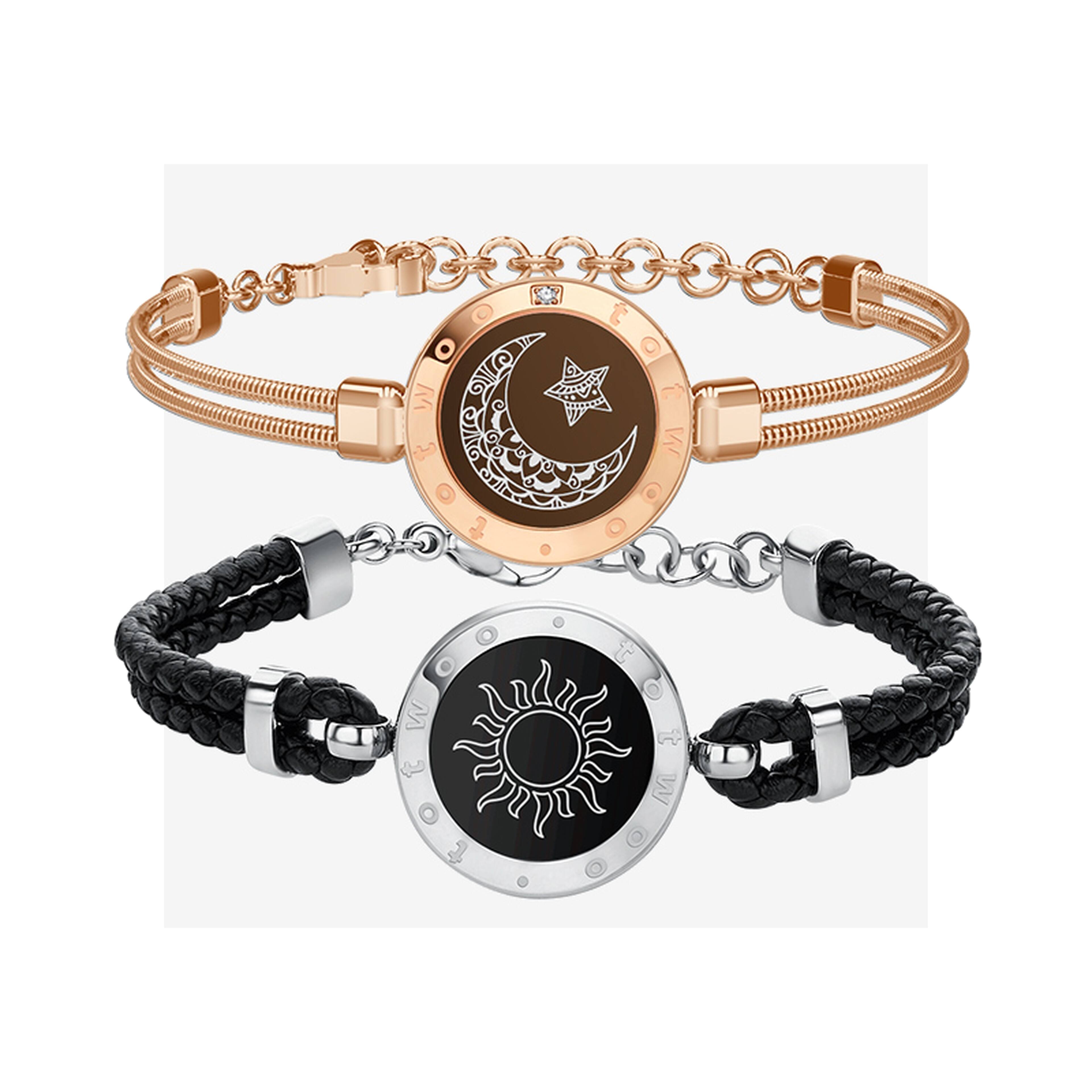 Totwoo - Sun & Moon Braided + Snake Chain Touch Bracelets, 2-Pc. - Silver and Rose Gold - (2022)