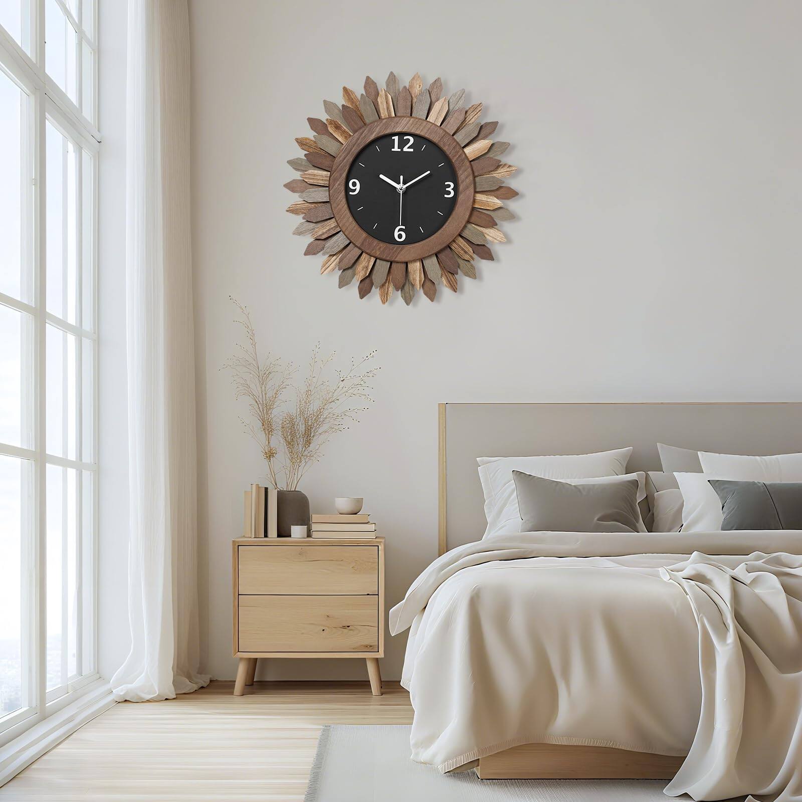Angle. Dazzed Corner - 12 in  Wall Clock Battery Operated - Brown.