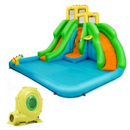 Gymax - Kids Inflatable Water Park Bounce House 2 Slide w/Climbing Wall