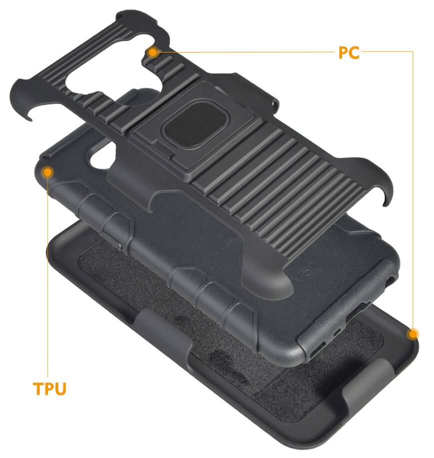 Alt View 6. Nakedcellphone - Combo for LG V50 ThinQ - Ring Grip/Stand Case and Belt Clip Holster - Black.