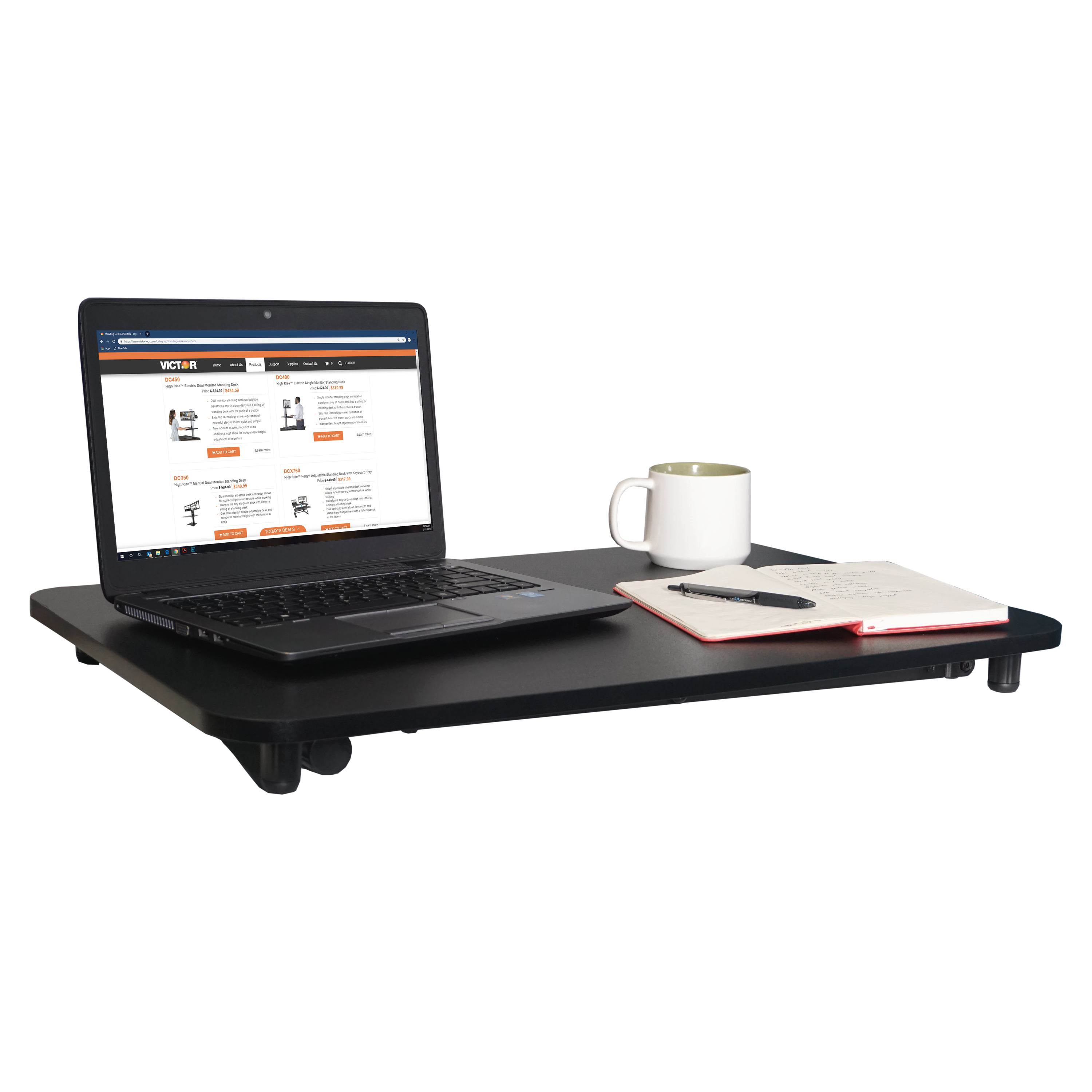 Alt View 3. Victor - High Rise™ Adjustable Standing Desk - Black.