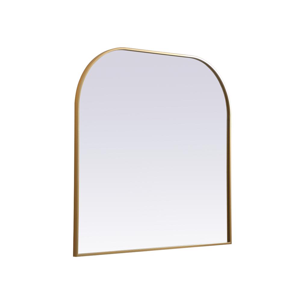 Left. Elegant Decor - Metal Frame Arch Mirror 40x38 Inch in Brass - Brass.