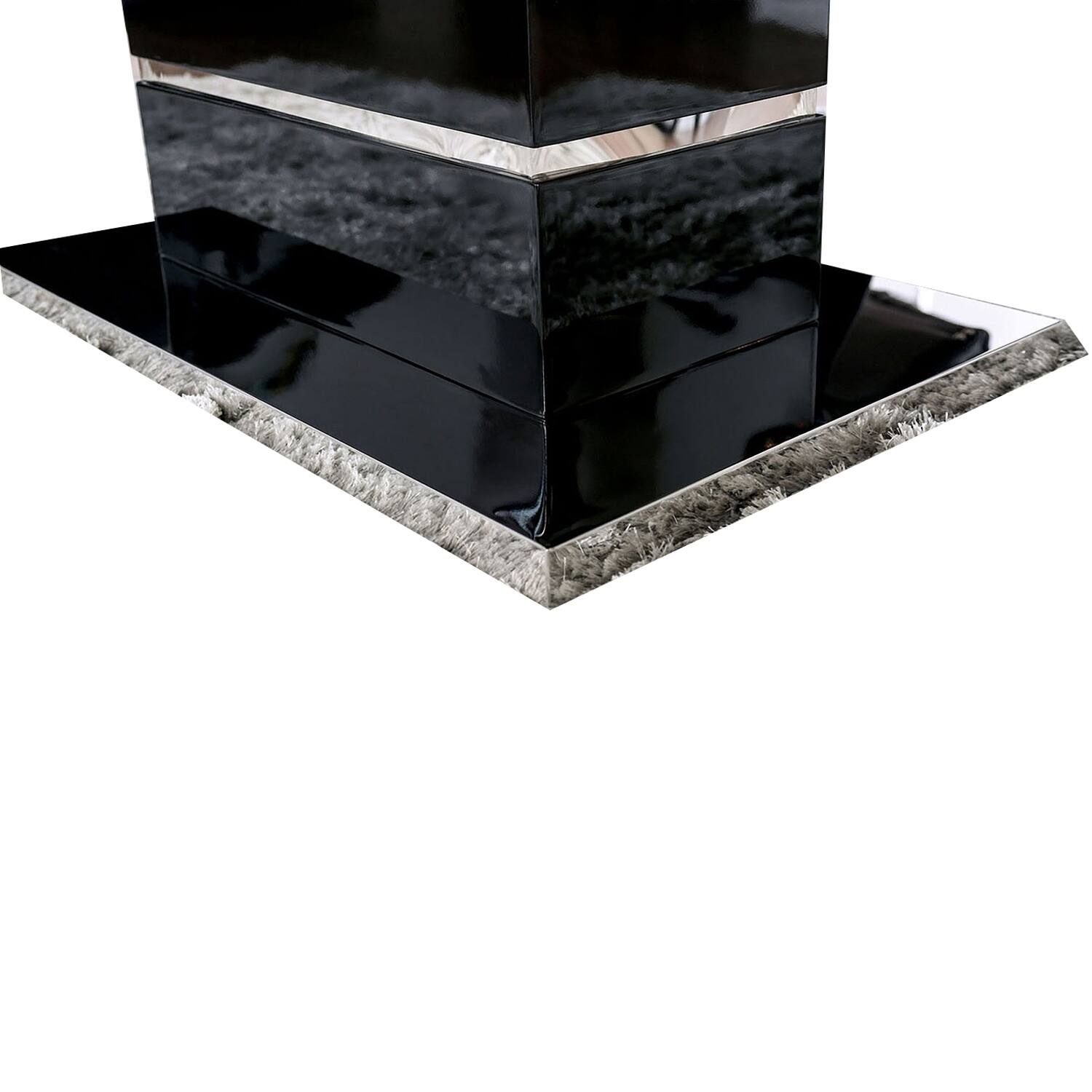 Alt View 2. Manhattan Lane - Wood and Metal High Gloss Finish Expandable Dining Table, Black and Silver - Black and Silver.