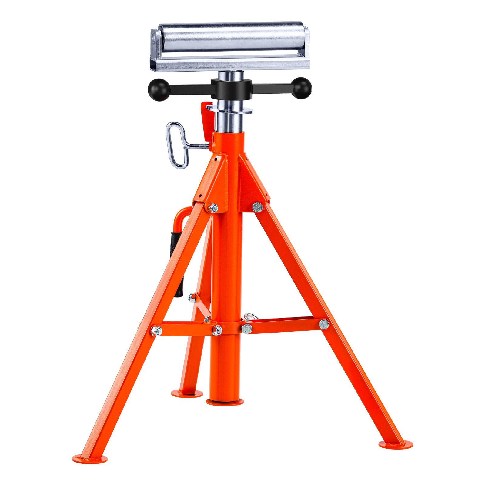 Alt View 5. VEVOR - Roller Stand, Heavy Duty 2500 LBS Load Capacity, 27.6"-52" Height Adjustable, 45# Steel Folding Roller Support Stand - Orange.