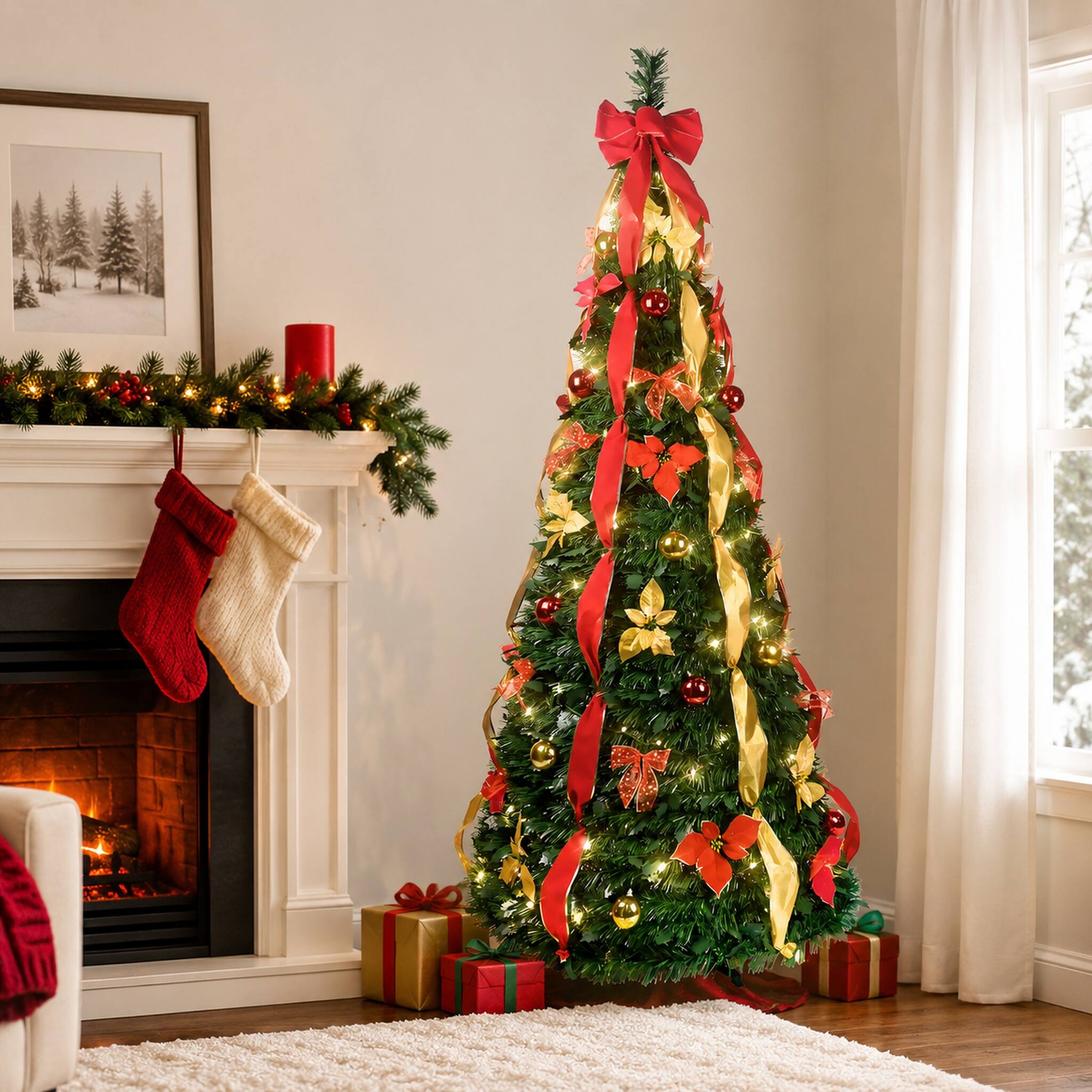 Alt View 9. Forest'nSky - 7.5 Ft. Prelit Pop Up Christmas Tree Decoration with 150 Warm Lights for Holiday - Green.