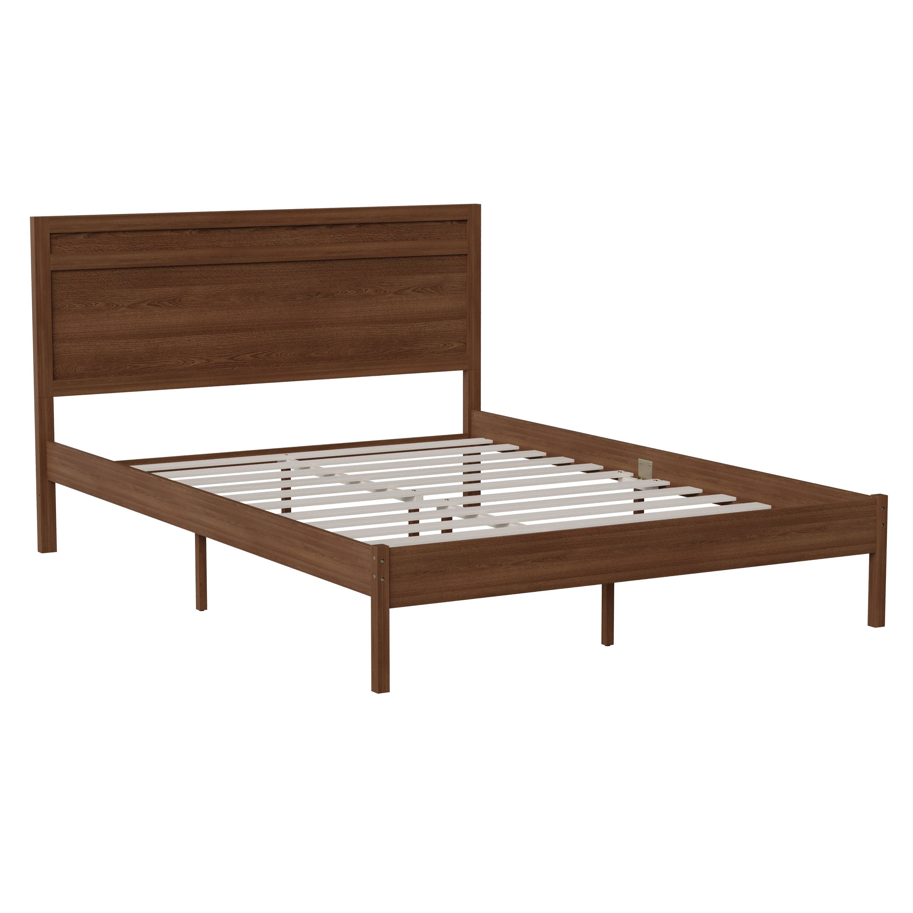 Alt View 1. Emma + Oliver - Allanza Classic Wooden Platform Bed with Headboard - Brown.
