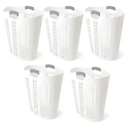 Gracious Living - Easy Carry Flex Hamper Ventilated Laundry Basket, (5 Pack) - White