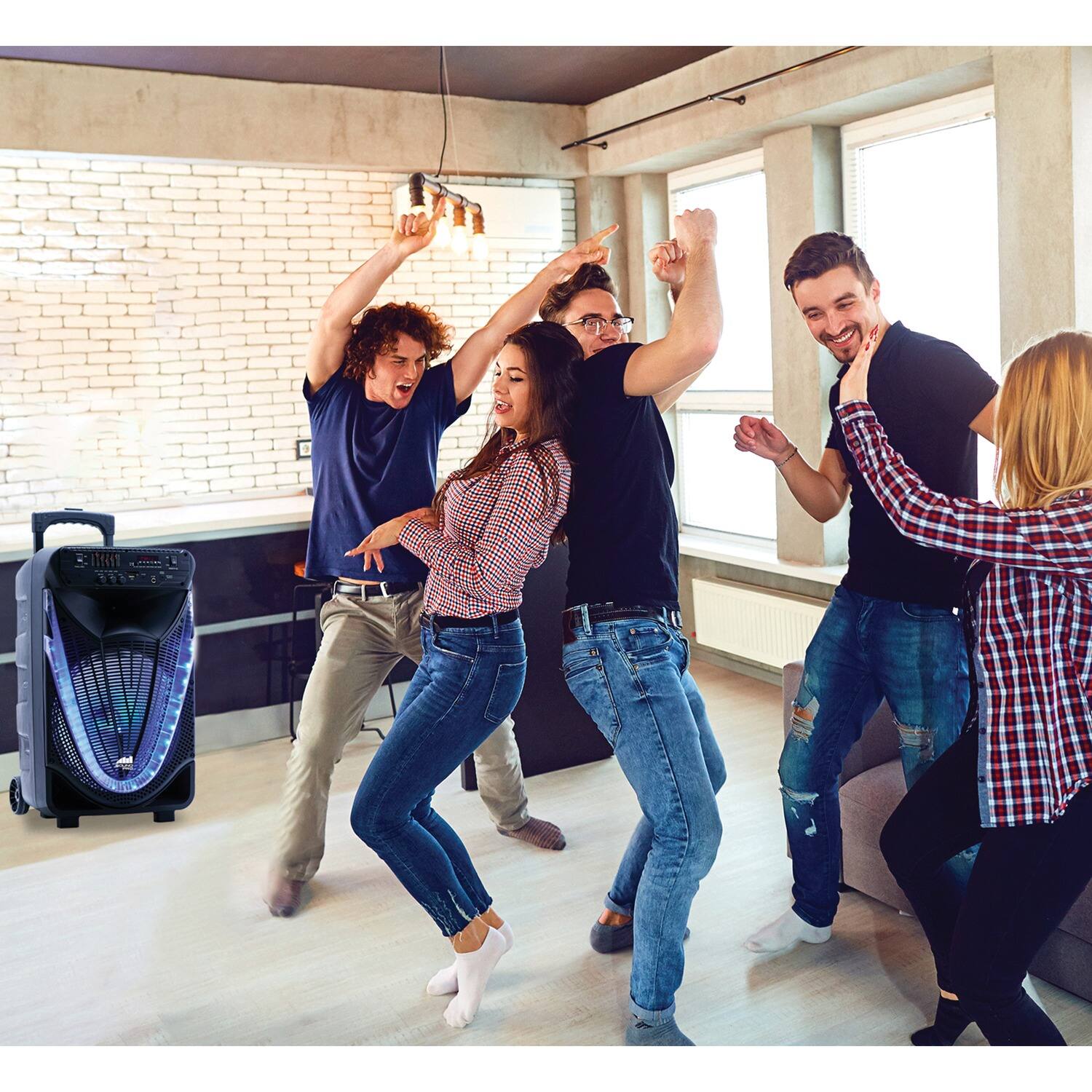 Angle. Naxa - Portable 12 inch Bluetooth Party Speaker with Disco Light - Black.